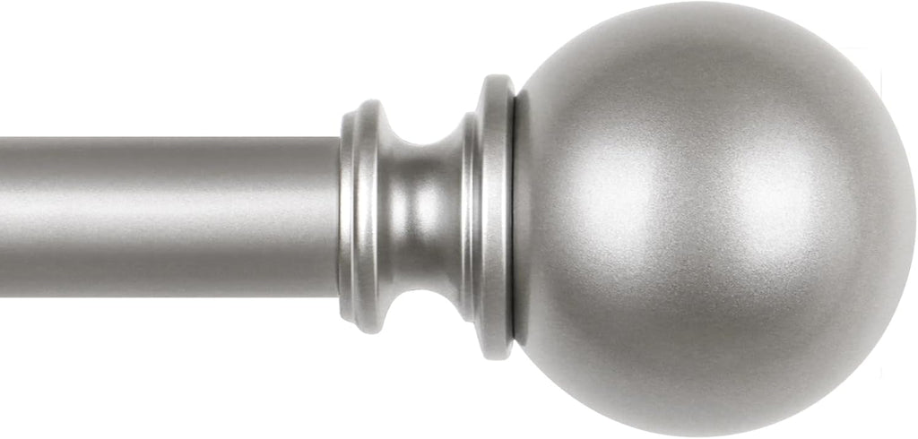 KAMANINA Curtain Rods for Windows 32 to 58 Inches (2.6-4.8ft), Adjustable Antique Silver Curtain Rod, 7/8 Inch Decorative Drapery Rod with Round Finials