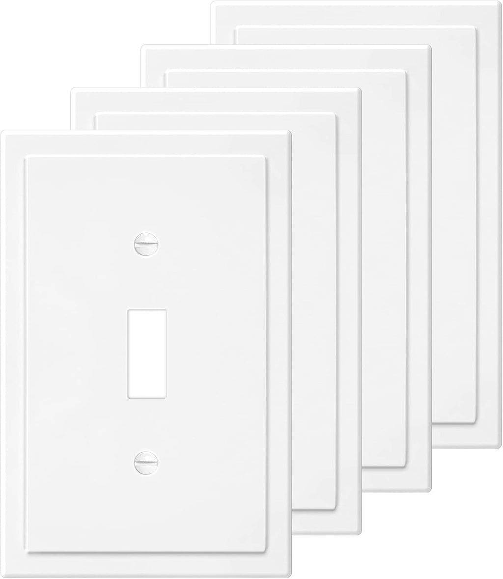 1-Gang Modern Edge Decorative Wall Plate Cover Switch Outlet Single Toggle Electrical Faceplate for Light Switches, Smart Switch, GFCI, Dimmers, Receptacle, USB Outlet (4 Pack, Single Toggle)