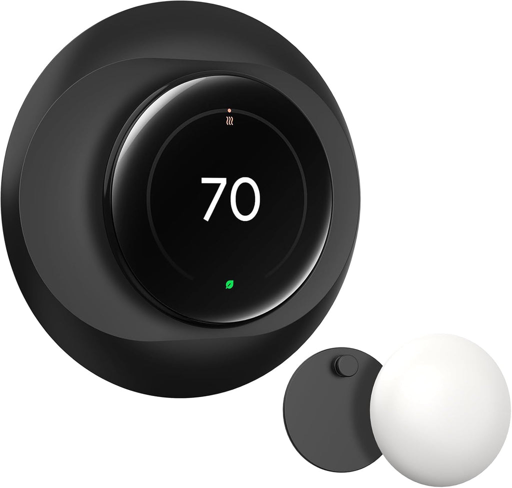 CaseBot Wall Plate Cover Compatible with Google Nest Learning Thermostat (4th Gen), Practical Nest Thermostat Trim Kit, with Temperature Sensor Holder, Easy Installation (Matte Black)