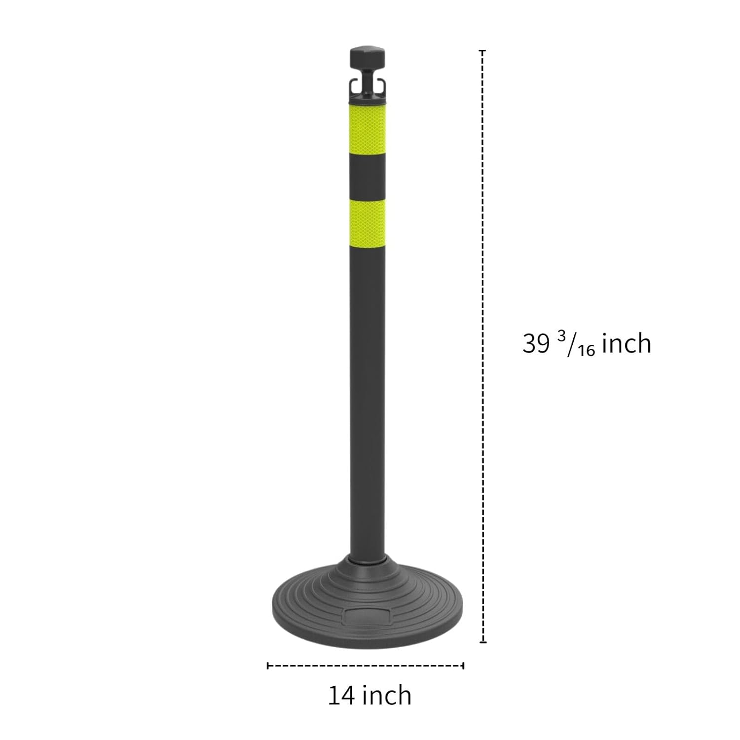 6 Pack Traffic Delineator Post Cones with Plastic Chain Crowd Control Barriers - Expandable 40" Traffic Control Cones, 6 x 6.6 Ft Chains for Indoor & Outdoor Use (Black-Rubber Base)