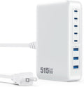 USB C Charger Block 515W[2025 Upgraded] GaN IV 8 Port Fast Charging Station Hub,Dual PD 100W USB C Laptop Charger Compatible with MacBook Pro/Air,iPad,iPhone 16/15,Galaxy S23/S24 Steam Deck Dell XPS
