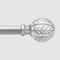 Silver Curtain Rods for Windows 72 to 144 inch,1" Adjustable Heavy Duty Window Curtain Rod Leaf Finials,Rustic Decorative Drapery Rods Set,Size:36-150''