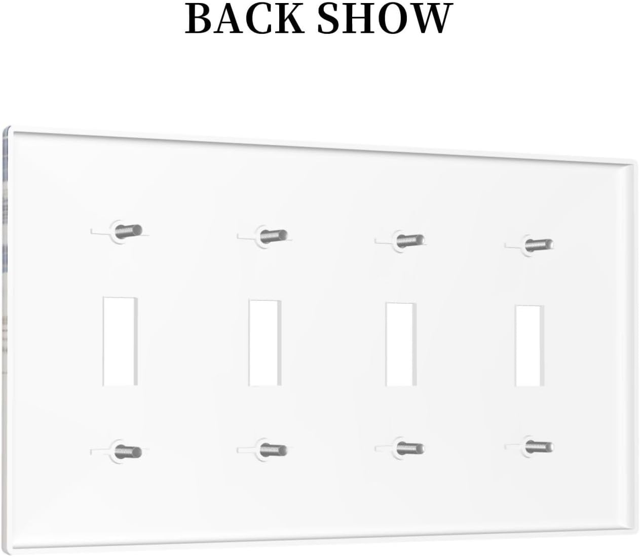 Decorative Light Switch Cover Plate Rustic Blue White Flowers Floral Penoy 4 Gang Wall Plate Oversized Quad Toggle Switch Cover Plate Jumbo Face Plate for Bedroom Decor