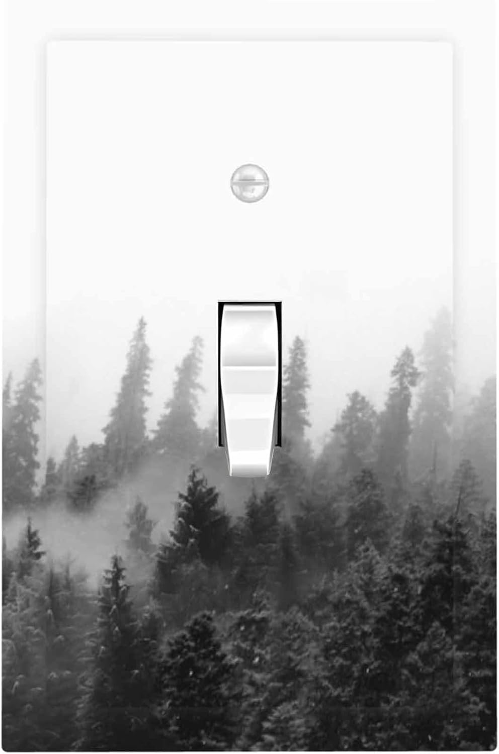 Decorative Light Switch Cover Fores Black White Landscape Misty Woods 1 Gang Single Toggle Device Electrical Faceplate Switchplates Decorator Outlet Wall Plate For Farmhouse Cabin Decor