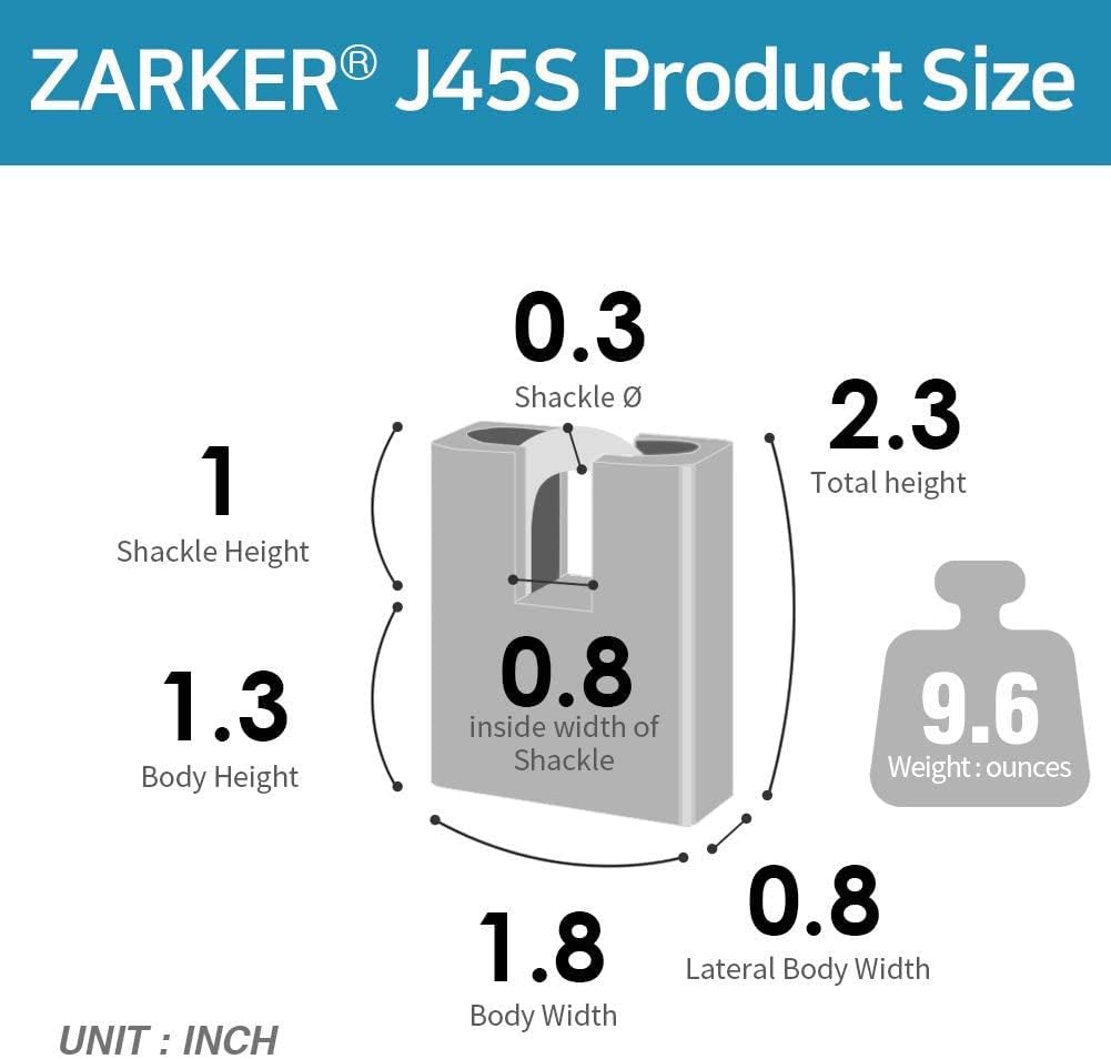 J45S keyed Alike Padlocks, Heavy Duty Stainless Steel Shackle Lock, 36 Keys, Waterproof and Rustproof Storage, Warehouses, Garage, Outdoors, 12-Pack