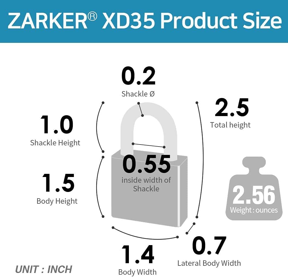 XD35 Combination Lock, 3-Digit Padlock for School Gym Sports LockerLock, Fence, Toolbox, Case, Hasp Storage (1-Pack, Gray)