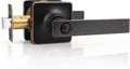 GOBEKOR 2 Pack Bronze Door Handles Interior with Lock Privacy Door Levers Oil Rubbed Bronze Lever Door Handle Interior Keyless Door Locks for Bedroom Bathroom Bronze Square Door Handles
