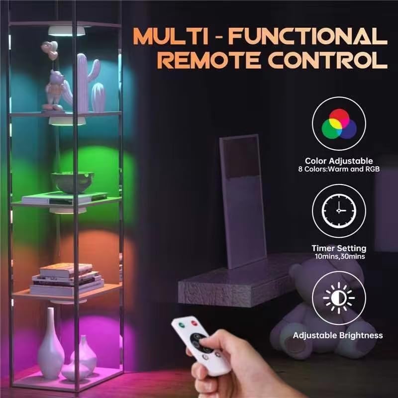 Motion Sensor Step Lights, 8 Colors Changeable RGB LED Closet Lights, USB Rechargeable Battery Operated Puck Light, Dimmable Under Cabinet Counter Kitchen Stair Lighting (5 Pack)