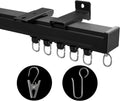 Ceiling Mount Curtains Track Room Divider Privacy Partition Separator Curtain Tracks Rods Heavy Duty RV Shower Outdoor Rail Clip Hook Set, Black 3-6ft