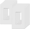 1-Gang Screwless Decorator Wall Plates, Child Safe Standard Size Outlet Cover, Unbreakable Polycarbonate Thermoplastic,Glossy White, 10 Pack,UL Listed