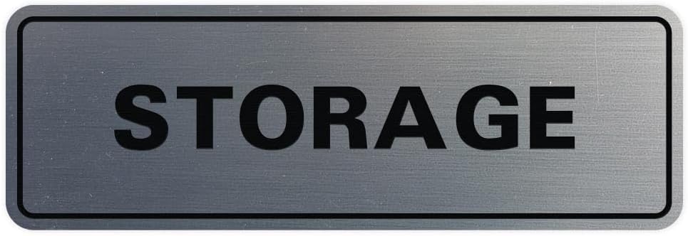 Standard STORAGE Door/Wall Sign - Silver - Small (10 Pack)