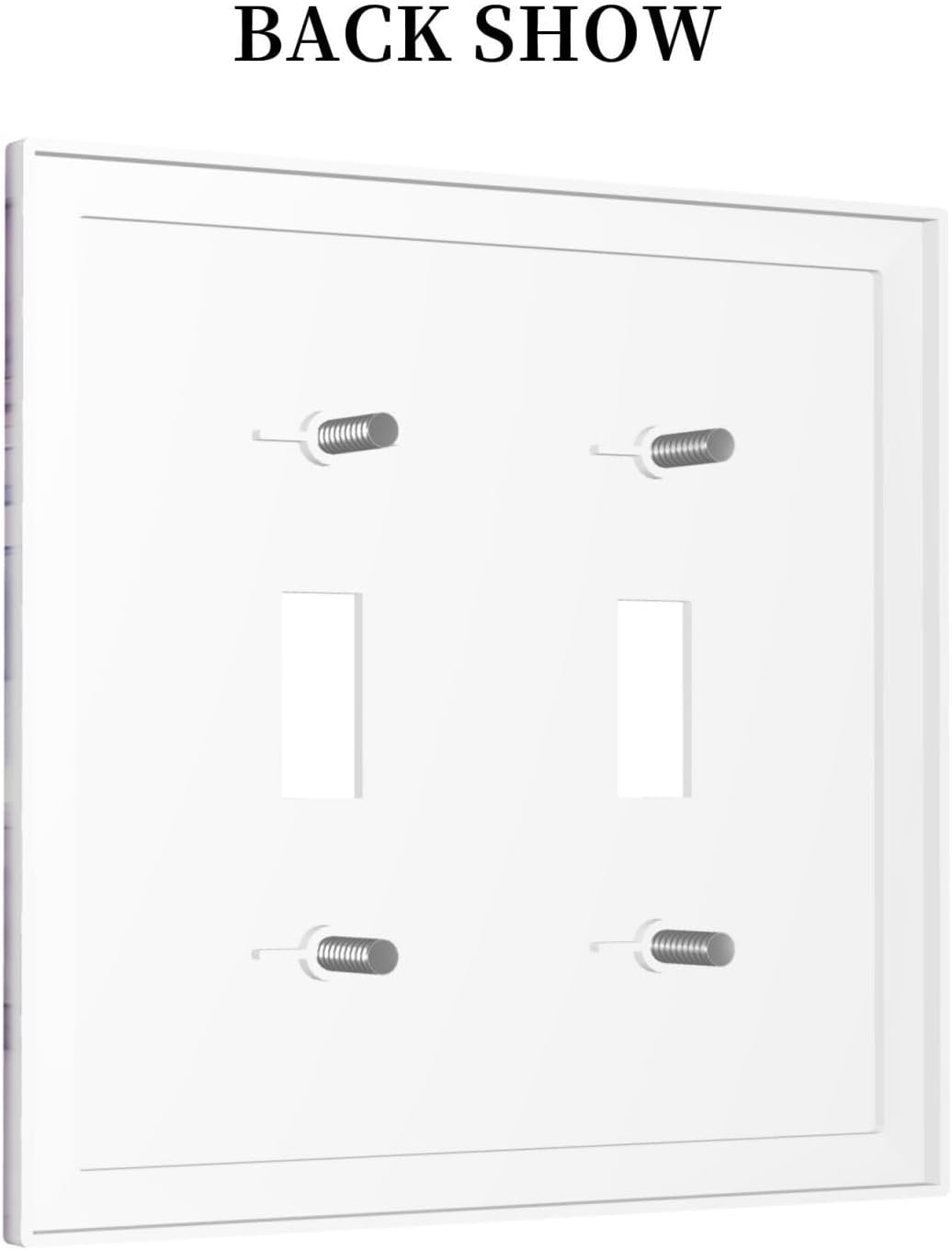 Decorative Switch Plates Purple Marbling Golden Line 2 Gang Double Toggle Outlet Light Switch Cover Wall Plate Electrical Faceplate for living Room Bathroom Decor