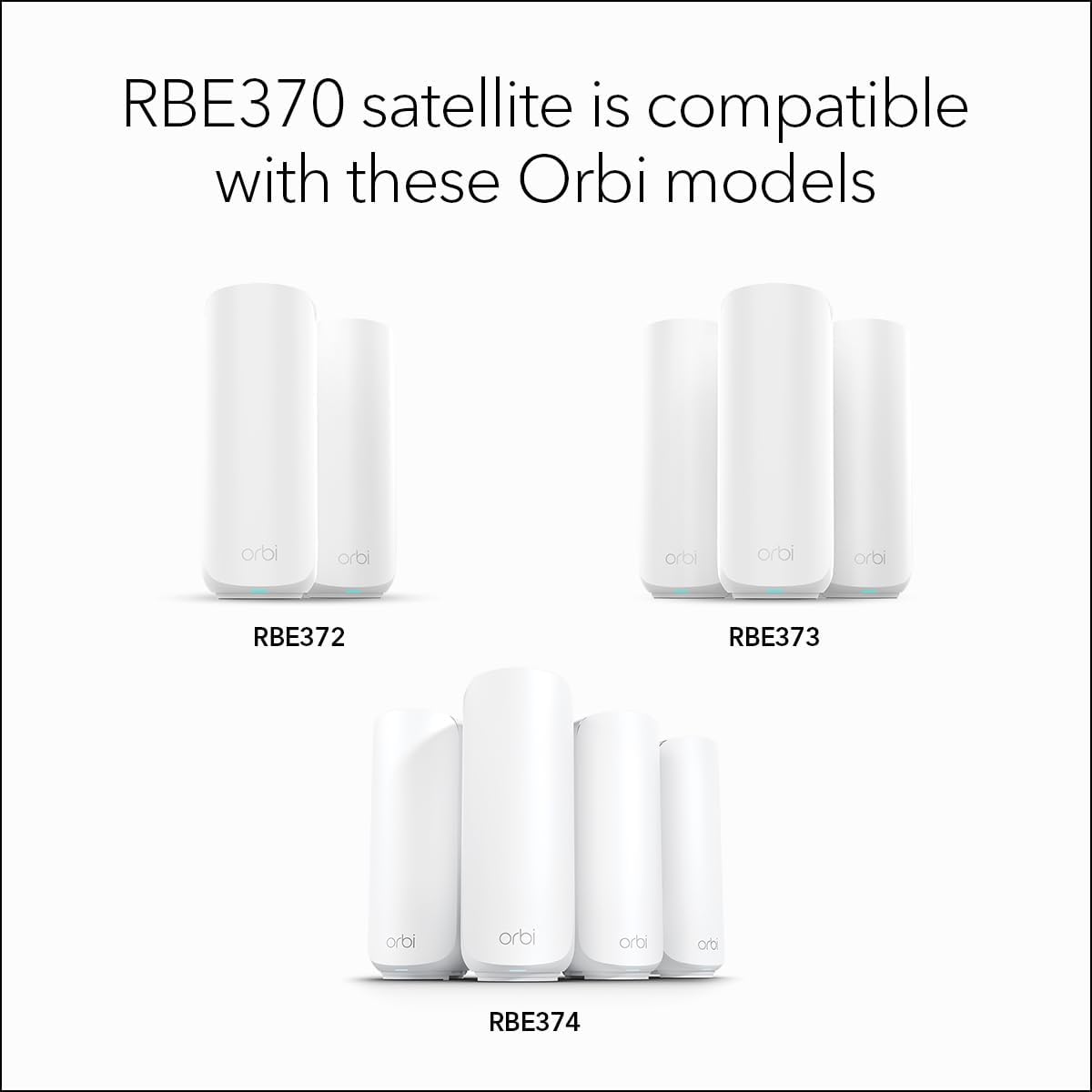 NETGEAR Orbi 370 Series (RBE370) Dual-Band WiFi 7 Mesh Network Add-on Satellite – Works with Orbi RBE372, RBE373, RBE374, Security Features, 5 Gbps, Adds Coverage up to 2,000 sq. ft., BE5000
