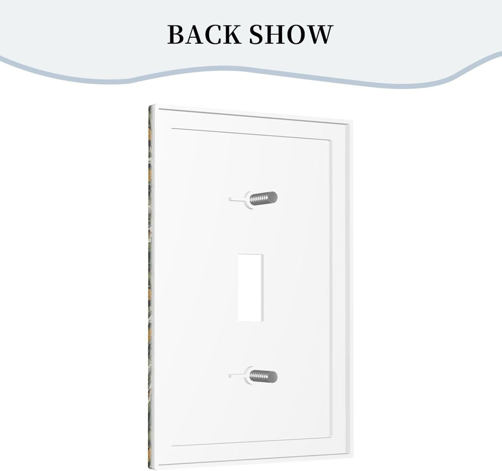Decorative Light Switch Plate Covers Rustic Green Leaf White Daisy Yellow Floral 1 Gang Light Switch Cover Plate Single Toggle Wall Plate Outlet Covers Faceplate for Bedroom Home Decor