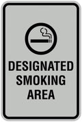 Signs ByLITA Portrait Round Designated Smoking Area Sign with Adhesive Tape, Mounts On Any Surface, Weather Resistant, Indoor/Outdoor Use (Lt Gray) - Small 2 Pack