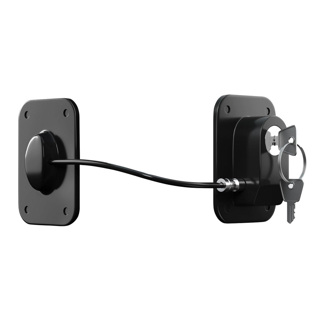 Refrigerator Lock 2 Packs, Fridge Lock with Silicone Wire Protection Fridge Locks for Kids Easy to Use and Install Cabinet Locks with Key, Black