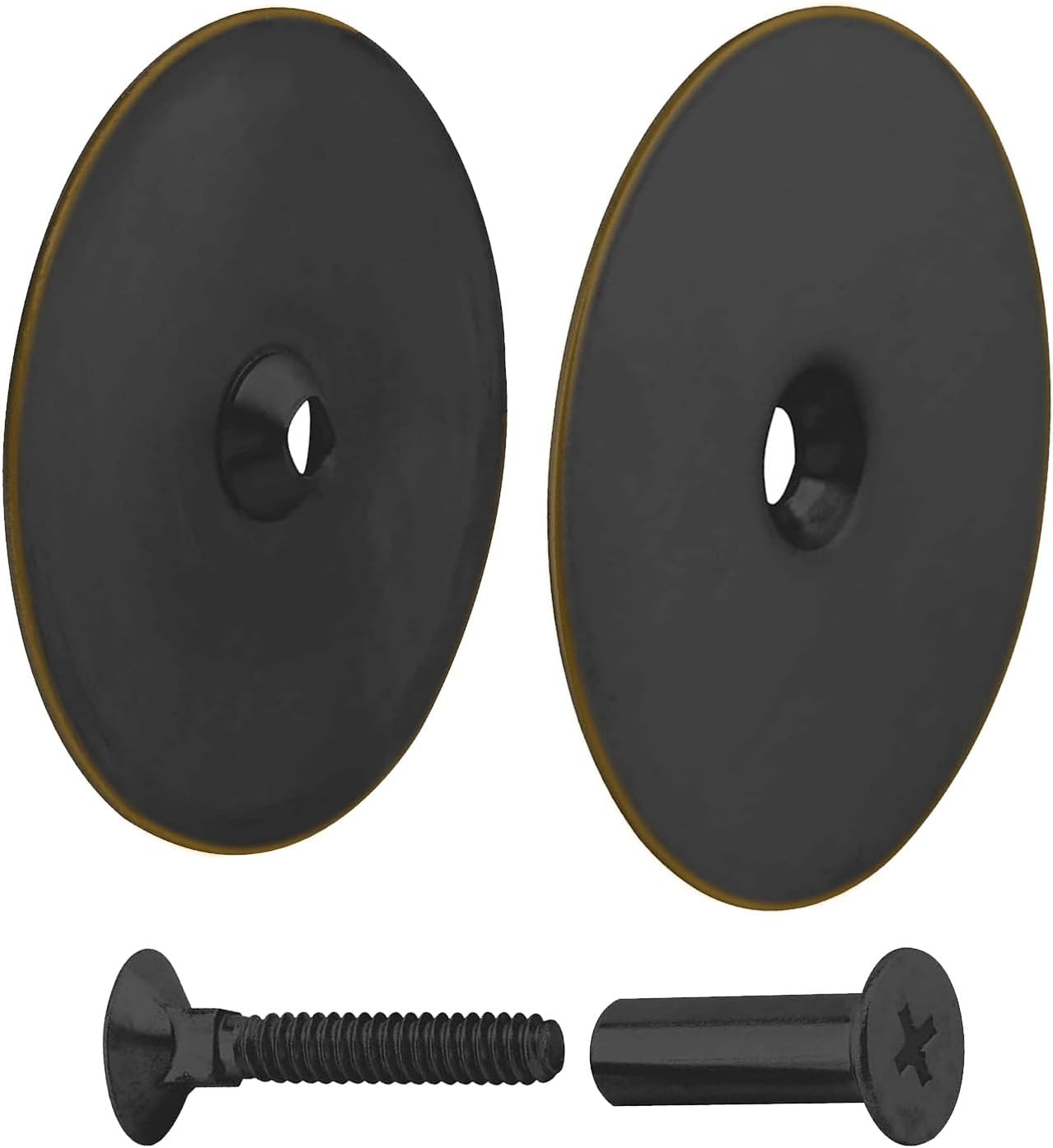 Door Hole Cover Plate Black, 2-5/8" Diameter Solid Steel, Hole Filler Plate - 1 Pack
