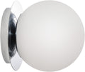 Modern Glass Globe Wall Sconce: Chrome Single Light with Milk Glass Shade - Minimalist Spherical Vanity Sconces over Mirror - Contemporary Ball Wall Lights Fixtures for Entryway Bulb Not Included