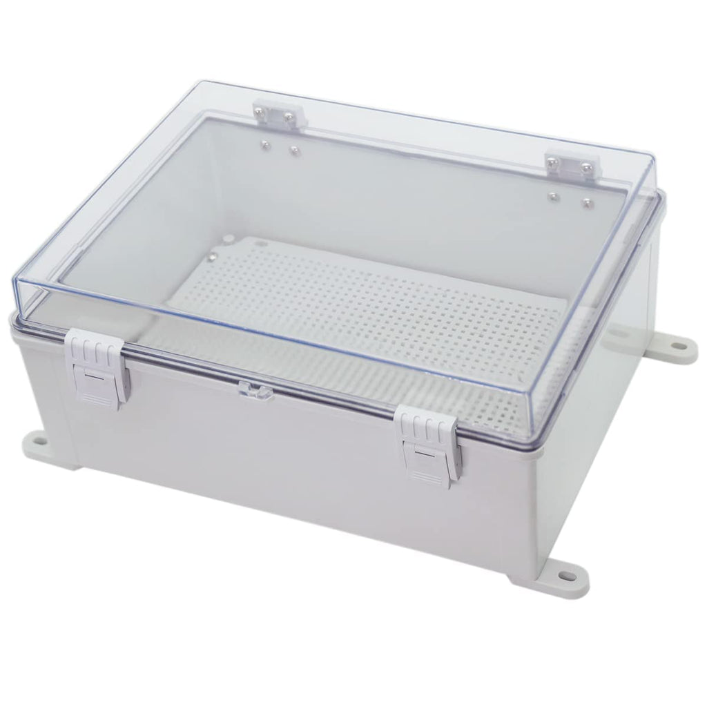 Co. ABS Waterproof IP67 15.75" x 19.68" x 7.87" Clear Cover Hinged Electronics Box with Mounting Plate, Bracket