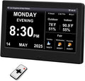 2025 Digital Clock with Weather Forecast & Temperature/Humidity Large Display, Auto Time Sync,Custom Alarms & Medication Reminders, Elderly Memory Loss (Black, 7-Inch)