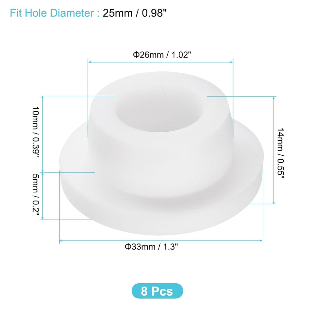 uxcell 8Pcs Silicone Hole Plug, Waterproof Round Rubber Stoppers Bottle Seal Plugs Tube Pipe End Caps for 25mm/0.98" Hole for Bathtub Bottle, White
