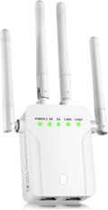 WiFi Extender Signal Booster,WiFi Extender, 5G WiFi Booster (Up to 10000sq. ft for 55+ Devices), WiFi Repeater with 4 Antennas 360° Coverage, WPS 1-Tap Setup with Dual Band 1200Mbps (White)