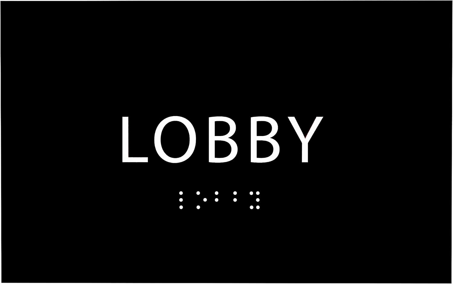 6" X4" Lobby Sign - Tactile Graphics Grade 2 Braille Text Reception Area Sign| Utility ADA Compliant Wall Mount Plastic Signs For Hospital, Offices, Businesses & Apartments