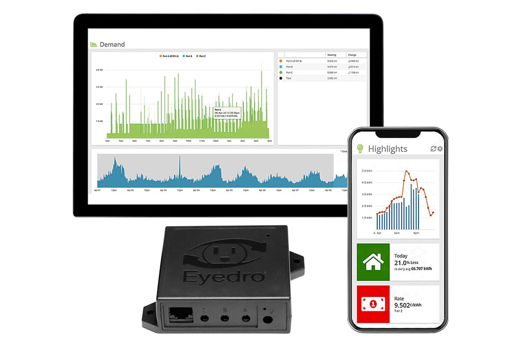 Eyedro Business 3-Phase Solar & Energy Monitor - High Resolution Electricity Data - Energy Costs in Real Time - Net Metering - Reports & Alerts- E5B-EW-E3-SUB (Ethernet/WiFi) - Sensors Sold Separately