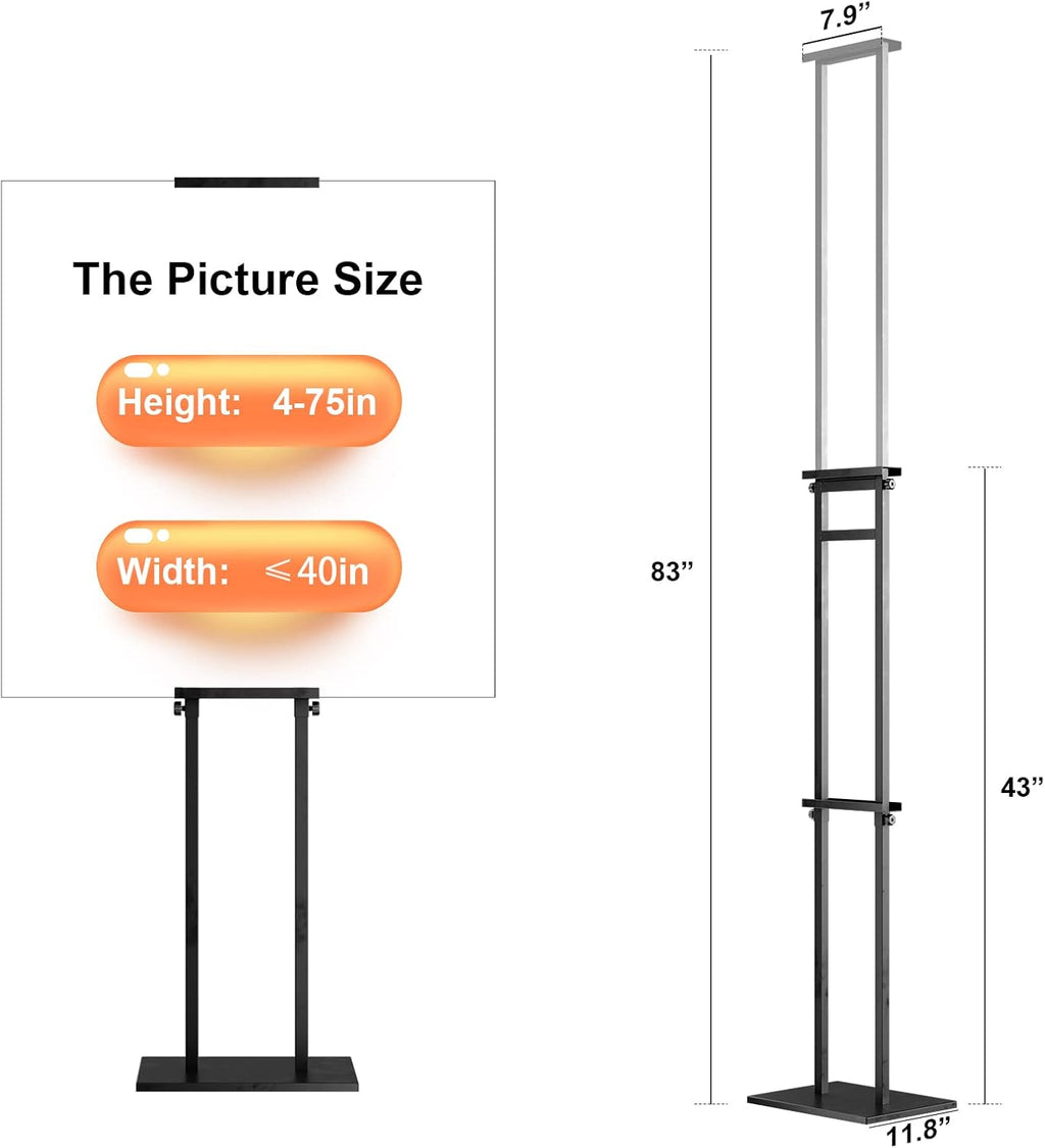2Pack Sign Holder Stand,Display Stand,Heavy Duty Adjustable Pedestal Sign Stand Up to 75 inch,Double-Sided for Board & Foam Sign,Sign Stand with Base,Fit Wedding,Restaurant or Business etc(Poster not Included)