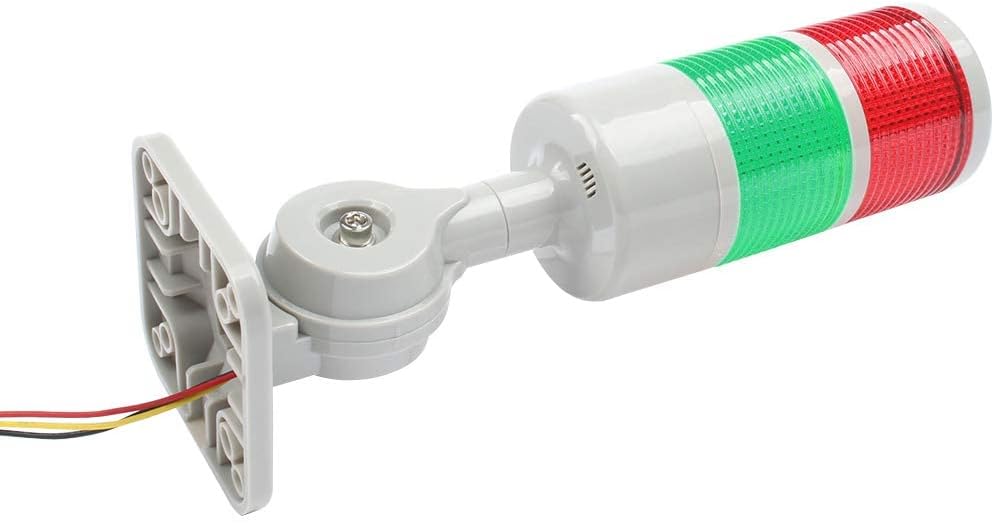 Led Signal Tower Stack Lights, Industrial Signal Warning Lights, Column Tower Lamp Andon Lights with Rotatable Base, Steady/Flashing Light Switchable, 110V 220V AC(2-Layer, no Buzzer)