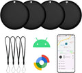 Tracker Tags-4 Pack for Android, Bluetooth Tracker Works with Google’s Find Hub | Android Only | Replaceable Battery | Water- Resistance | Item Finder for Luggage, Wallet, Key, Suitcases, Black