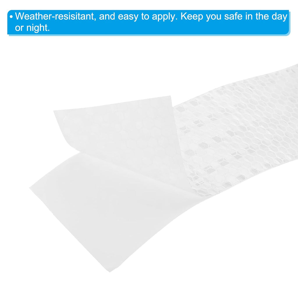 PATIKIL 2 Inch x 10 ft Reflective Tape, 1 Roll Waterproof Self Adhesive High Visibility Caution Warning Safety Tape Reflector with Scraper for Trucks Trailers Cars, White