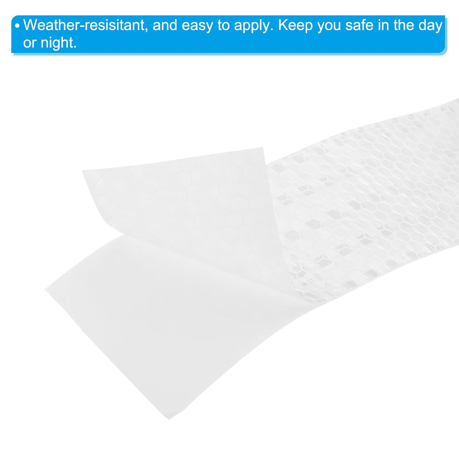 PATIKIL 2 Inch x 10 ft Reflective Tape, 1 Roll Waterproof Self Adhesive High Visibility Caution Warning Safety Tape Reflector with Scraper for Trucks Trailers Cars, White