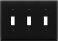 ENERLITES Triple Light Wall, Toggle Switch Plate, Gloss Finish, 3-Gang Standard Size 4.50" x 6.38", Unbreakable Polycarbonate Thermoplastic, UL Listed, 8813-BK, Black