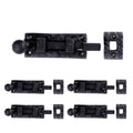 Renovators Supply Manufacturing Black Offset Slide Bolt Door Latch 4" Long Wrought Iron Metal Surface Sliding Bolts with Catch for Cabinet Doors Easy Install Lock with Mounting Hardware Pack of 4