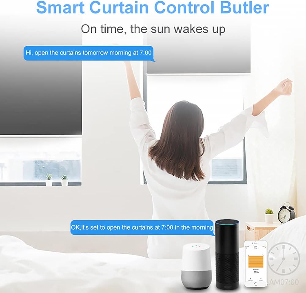 Motorized Roller Shade with Remote Control, 100% Blackout, Smart Blind for Windows, Compatible with Alexa and Google Home, Rechargeable Battery