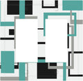 Geometric Turquoise Black Gray Modern Abstract Boho Decorative Outlet Covers 2 Gang Double GFCI Rocker Electrical Wall Panels Light Switch Cover Plate for Office Nursery Decor