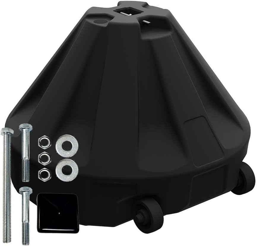 Plasticade Roll-A-Post Portable Signpost Base for 26" x 38" or Smaller Signs, Designed for School, Airport, Parking Lot, Durable Plastic, Wind Resistance, 24" x 24", Black, Post Not Included