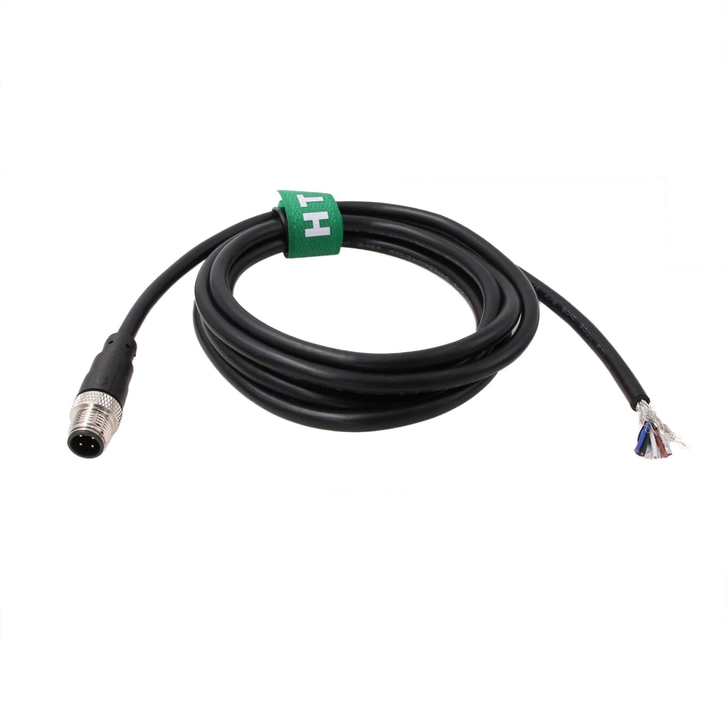 M12 A Code 4 pin Male Cable to Open Wire for Industrial Sensor Encoder Actuator Automation Device Network IO Link Profibus Power Data, Shield 30m