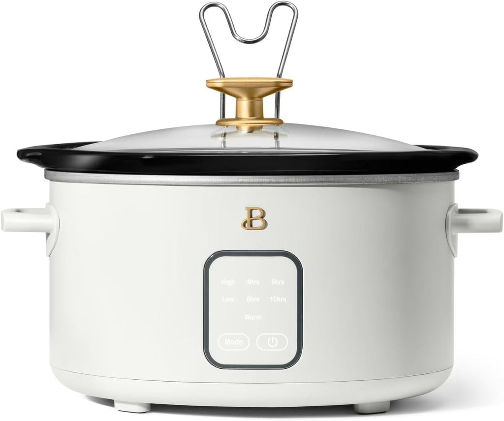 Beautiful 4-Qt Digital Slow Cooker with Smart Touch Screen, Removable Pot, Timer Presets, Ideal for Small Families