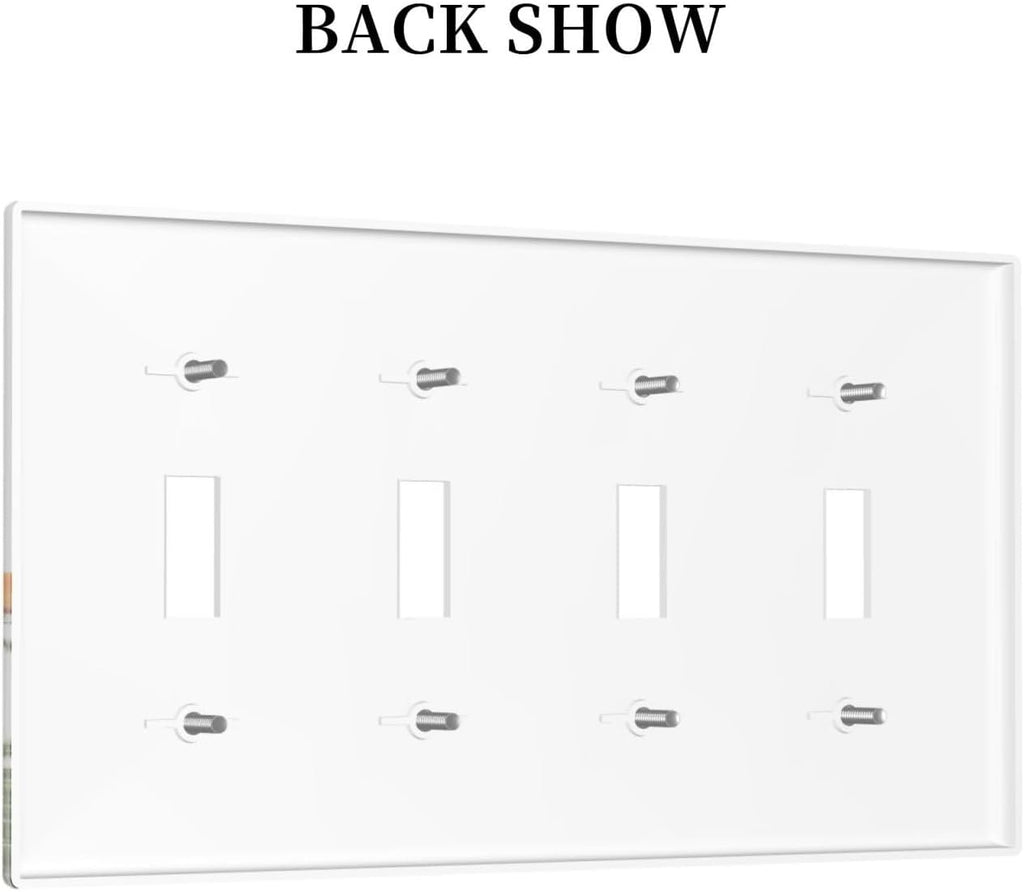 Light Switch Covers Colorful Wildflowers Plant Floral Daisy Quad Toggle Electrical Faceplate 4 Gang Wall Plate Decorative Switch Plates For Bed Room Living Room Decor