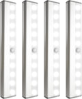 4 Pack LED Motion Sensor Lights, 10 LED Closet Battery Operated Lights, Stick-On Anywhere Magnetic Night Light Bar, Led Safe Light Indoor for Closet Stairs Wardrobe