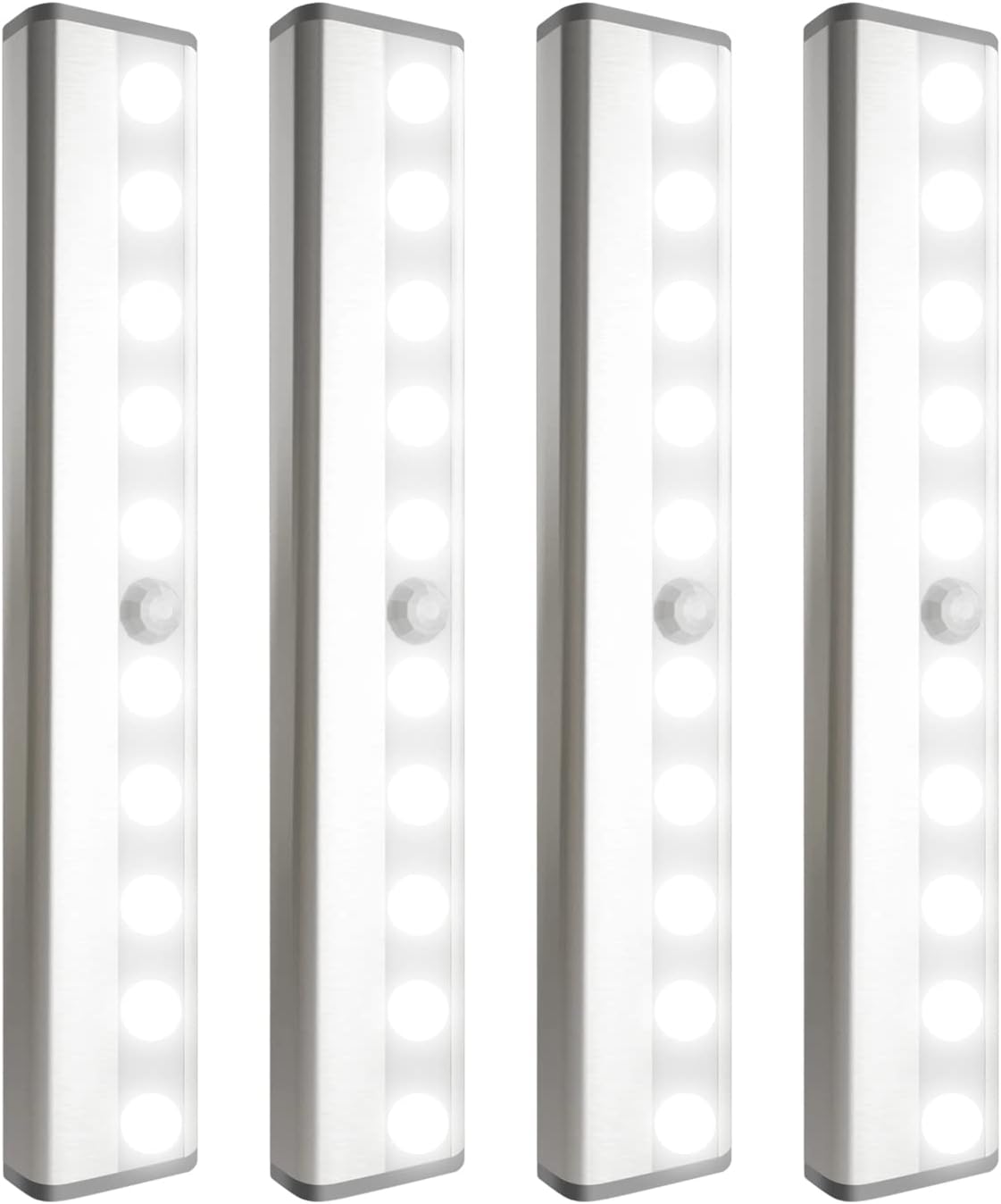 4 Pack LED Motion Sensor Lights, 10 LED Closet Battery Operated Lights, Stick-On Anywhere Magnetic Night Light Bar, Led Safe Light Indoor for Closet Stairs Wardrobe