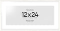Homeforia 12x24 White Picture Frame, High End Oak 12x24 Wood Poster Frames with Mat 8x20 Photo, 12 x 24 White Wooden Frames Matted to 8 by 20, 24x12 Panoramic Frame, Tempered Glass, Wall Kit, Set of 1