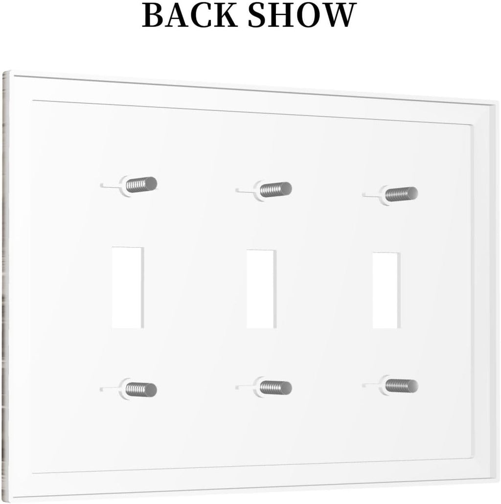 Decorative Switch Plates Vintage Rustic Floral White Daisy Flower Oil Painting Style 3 Gang Wall Plate Triple Toggle Light Switch Cover Faceplate Electrical Wall Panels for Home Farmhouse