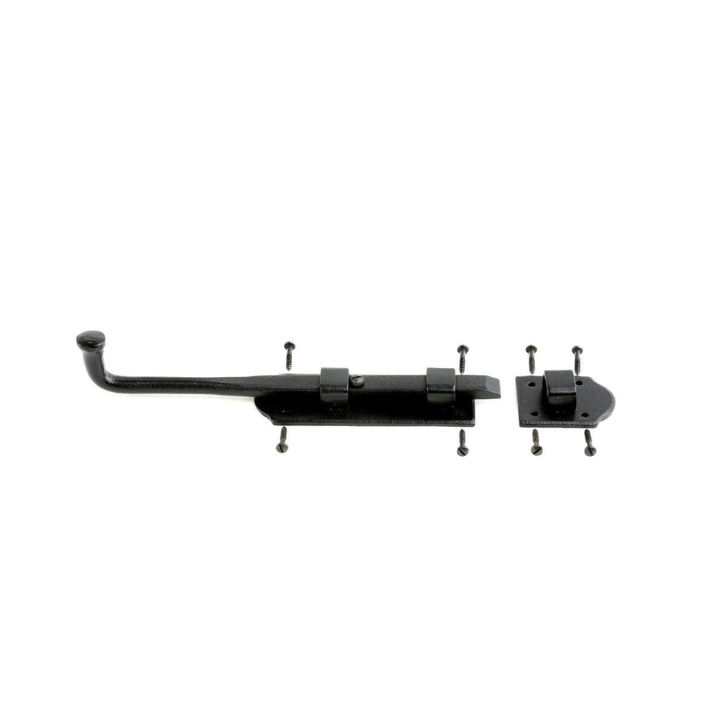 Renovators Supply Manufacturing Slide Bolt Latch 9 in. Black Iron Ball Tip Style Slide Bolt with Mounting Hardware Pack of 2