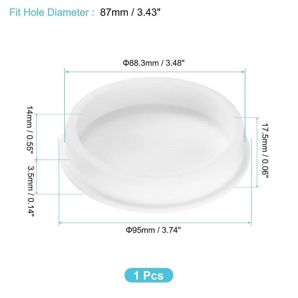 uxcell 1Pcs Silicone Hole Plug, Waterproof Round Rubber Stoppers Bottle Seal Plugs Tube Pipe End Caps for 87mm/3.43" Hole for Bathtub Bottle, White