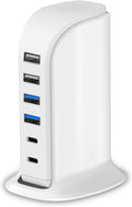 USB Charger Upoy, Charging Station for Multiple Devices 45W, Fast Charging Blocks with Dual Type C Ports, USB Charging Hub Organizer Multiport for iPhone, Ipad, Kindle, Travel Accessories