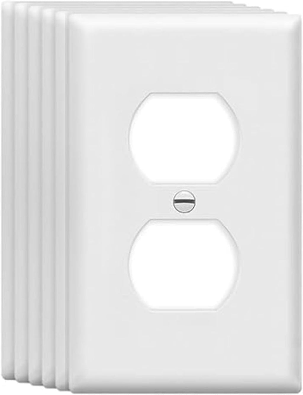 Mid-Size Duplex Outlet Cover Wall Plates 1-Gang 4.89" x 3.12" Switch Outlet Electrical Cover Plate Unbreakable Thermoplastic Faceplate for Light Receptacle Outlet Switch, White (6 Pack)