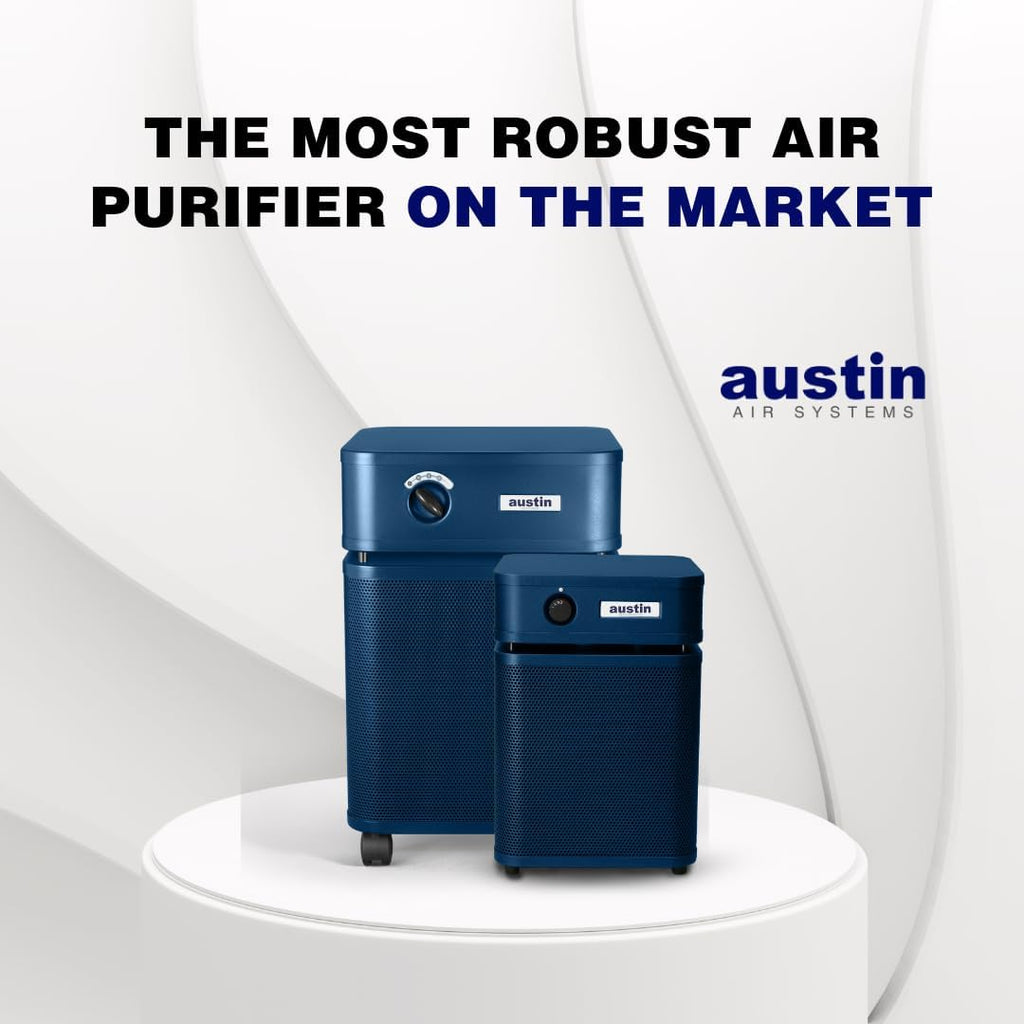 Austin Air HealthMate Plus Standard Air Purifier Midnight Blue - Advanced 4- Stage Filtration Air Purifiers For Home with Activated Carbon & Zeolite - Ideal as Air Purifiers for Bedroom Model B450